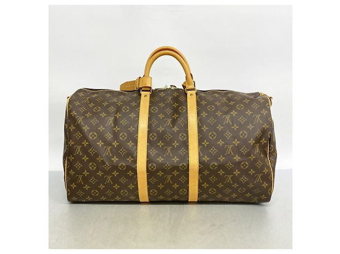 Louis Vuitton Boston Monogram Keepall Bandoulière 55 Castaño - vista 12