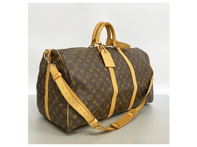 Louis Vuitton Boston Monogram Keepall Bandoulière 55 Castaño - vista 2