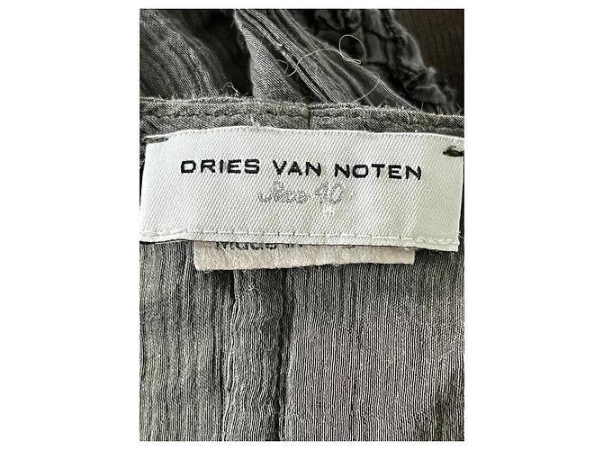 Top Dries Van Noten in misto seta e cotone Cachi Verde oliva - vista 5