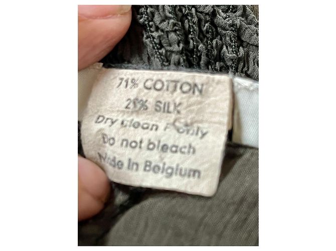Top Dries Van Noten in misto seta e cotone Cachi Verde oliva - vista 6