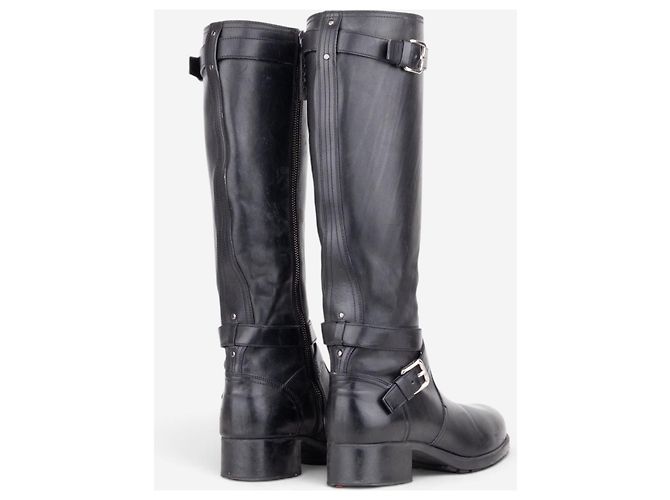Prada 2000s Knee High Double-Buckle Riding Boots Black - view 2