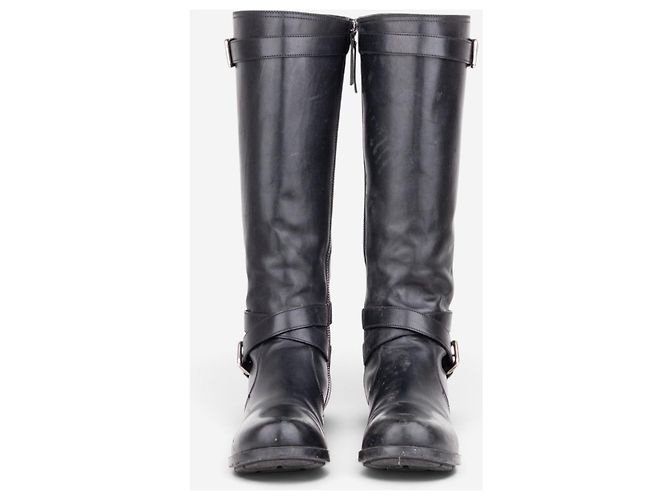 Prada 2000s Knee High Double-Buckle Riding Boots Black - view 5