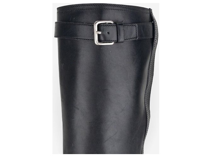 Prada 2000s Knee High Double-Buckle Riding Boots Black - view 8