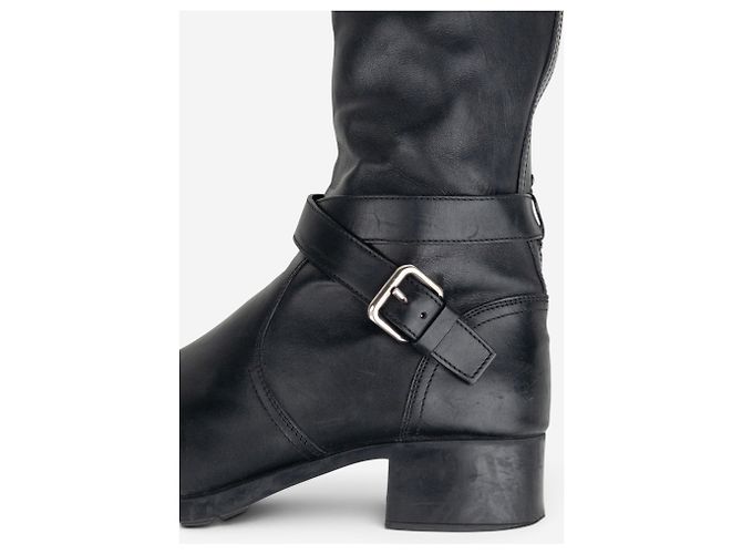 Prada 2000s Knee High Double-Buckle Riding Boots Black - view 9