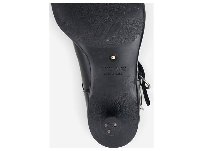 Miu Miu 2000s Kitten-Heel Biker Western Boots Schwarz - Ansicht 10
