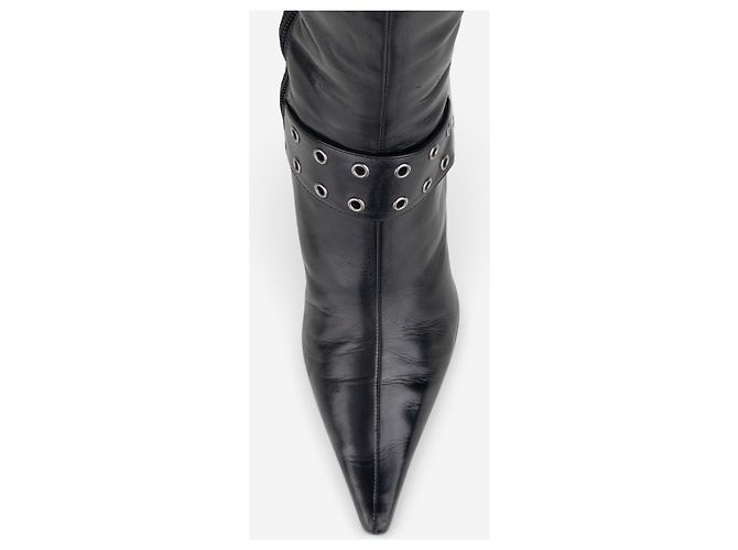 Miu Miu 2000s Kitten-Heel Biker Western Boots Schwarz - Ansicht 11