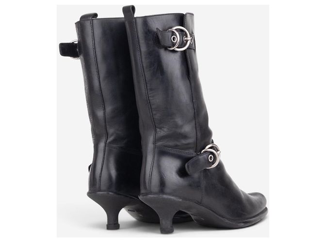 Miu Miu 2000s Kitten-Heel Biker Western Boots Schwarz - Ansicht 2