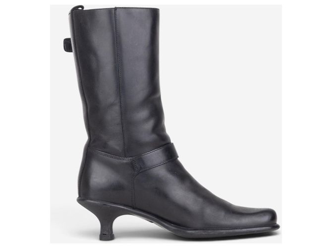 Miu Miu 2000s Kitten-Heel Biker Western Boots Schwarz - Ansicht 4