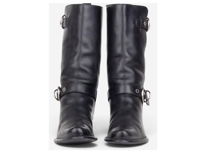 Miu Miu 2000s Kitten-Heel Biker Western Boots Schwarz - Ansicht 5