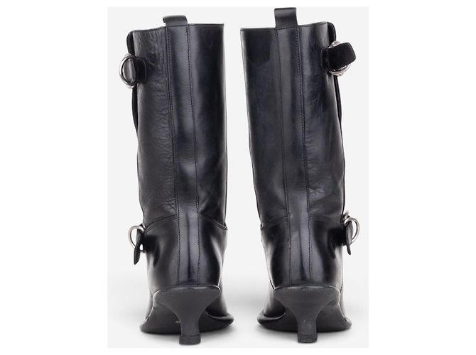 Miu Miu 2000s Kitten-Heel Biker Western Boots Schwarz - Ansicht 6