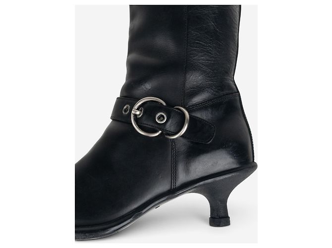 Miu Miu 2000s Kitten-Heel Biker Western Boots Schwarz - Ansicht 8