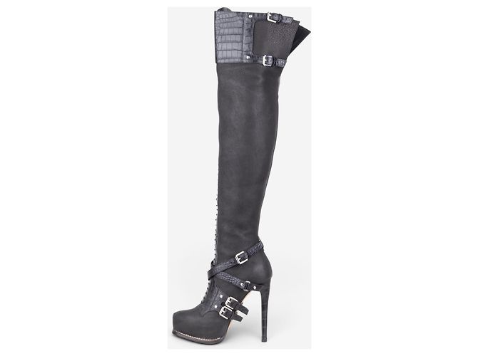 Botas de tacón plataforma bondage overknee 'Guetre' Dior by Galliano AW11 - vista 3