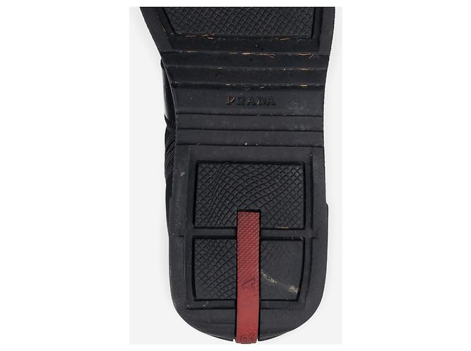 Stivaletti sneaker stringati alti stile boxe e racing Prada anni 2000 Nero - vista 10