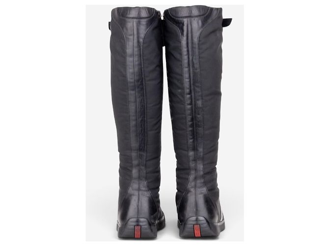 Stivaletti sneaker stringati alti stile boxe e racing Prada anni 2000 Nero - vista 6