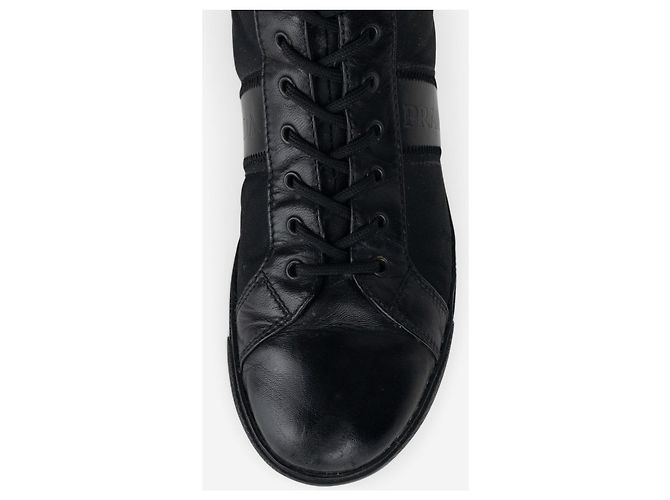 Stivaletti sneaker stringati alti stile boxe e racing Prada anni 2000 Nero - vista 7