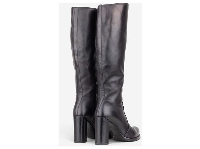 Prada 2000s Knee High Heel Boots Black - view 2