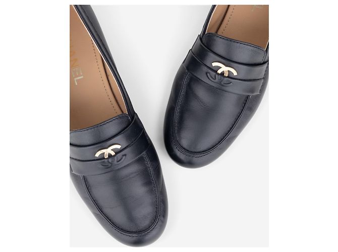 Mocassini Penny Loafers Chanel CC Logo Nero - vista 2