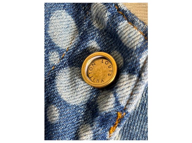 Louis Vuitton × Yayoi Kusama Camicia Baseball Denim a Pois Bianco Blu - vista 10