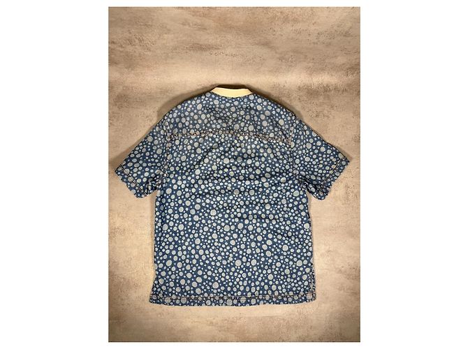 Louis Vuitton × Yayoi Kusama Camicia Baseball Denim a Pois Bianco Blu - vista 11