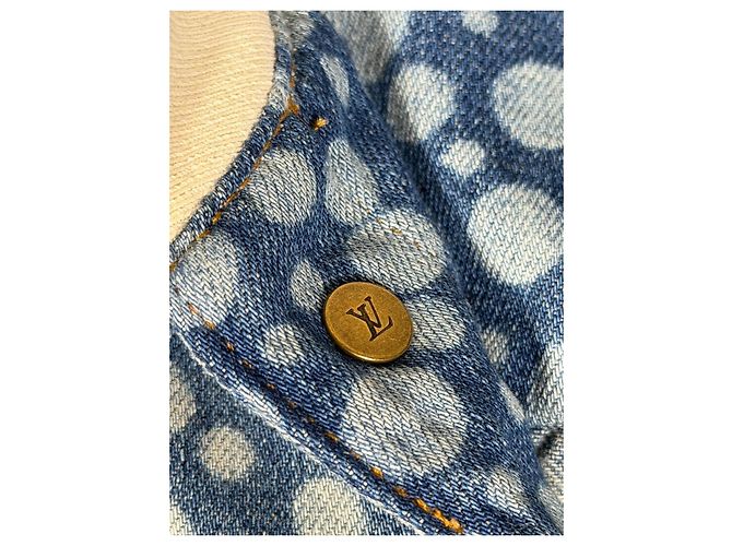 Louis Vuitton × Yayoi Kusama Camicia Baseball Denim a Pois Bianco Blu - vista 2