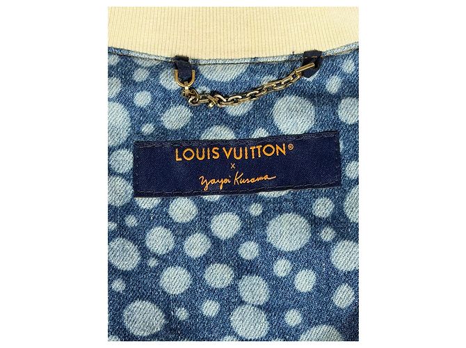 Louis Vuitton × Yayoi Kusama Camicia Baseball Denim a Pois Bianco Blu - vista 3