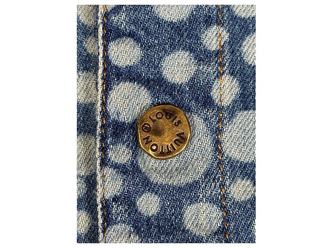 Louis Vuitton × Yayoi Kusama Camicia Baseball Denim a Pois Bianco Blu - vista 4