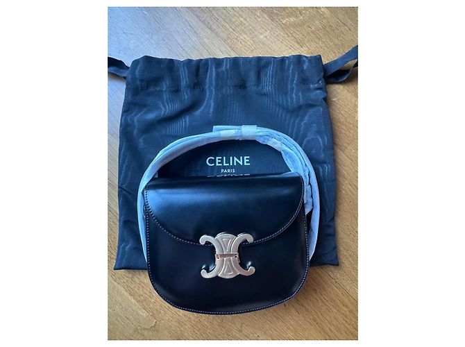 Céline Borsa Celine Triomphe Teen in pelle nera Nero - vista 2