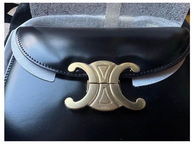 Céline Borsa Celine Triomphe Teen in pelle nera Nero - vista 4