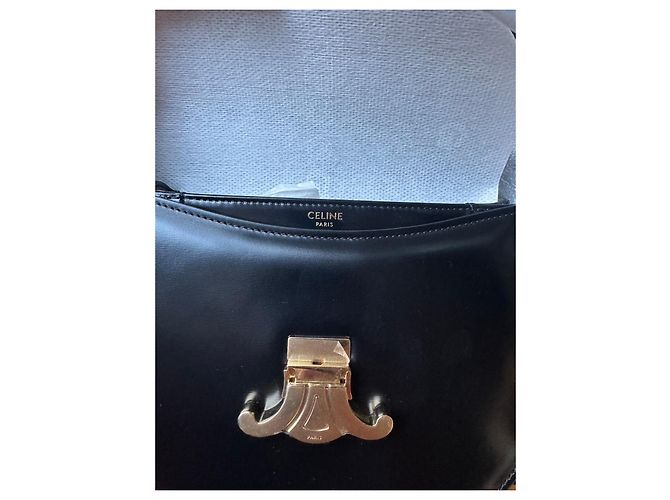 Céline Borsa Celine Triomphe Teen in pelle nera Nero - vista 5