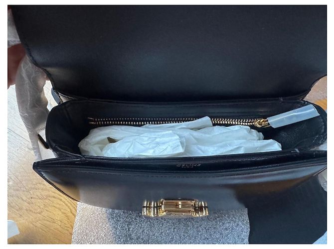 Céline Borsa Celine Triomphe Teen in pelle nera Nero - vista 8