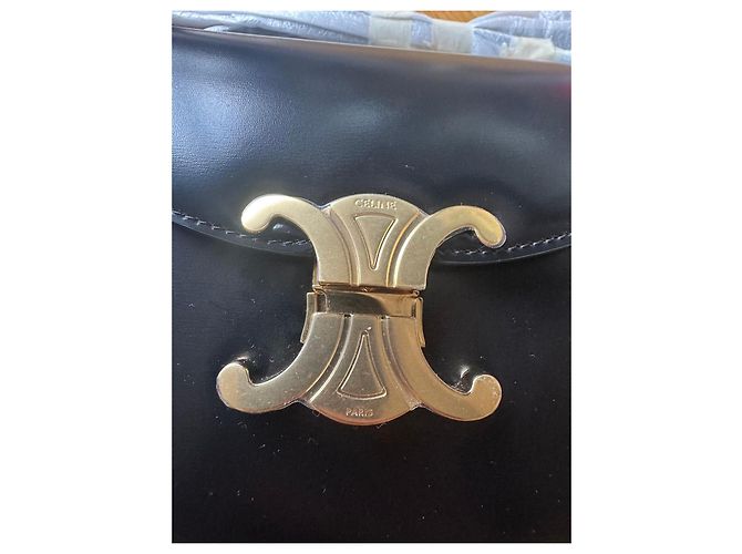 Céline Borsa Celine Triomphe Teen in pelle nera Nero - vista 9