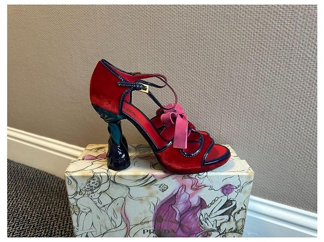 Bow Prada SS 2008 Fairy Collection Samt High Heels Rot Pink Lila - Ansicht 10