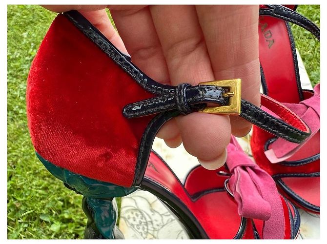 Bow Prada SS 2008 Fairy Collection Samt High Heels Rot Pink Lila - Ansicht 11
