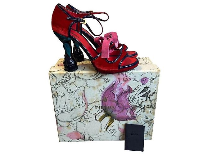 Bow Prada SS 2008 Fairy Collection Samt High Heels Rot Pink Lila - Ansicht 12