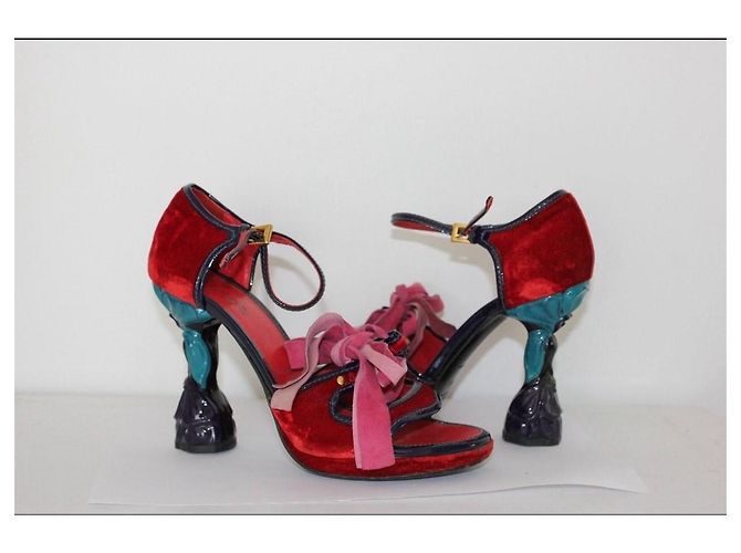 Bow Prada SS 2008 Fairy Collection Samt High Heels Rot Pink Lila - Ansicht 13