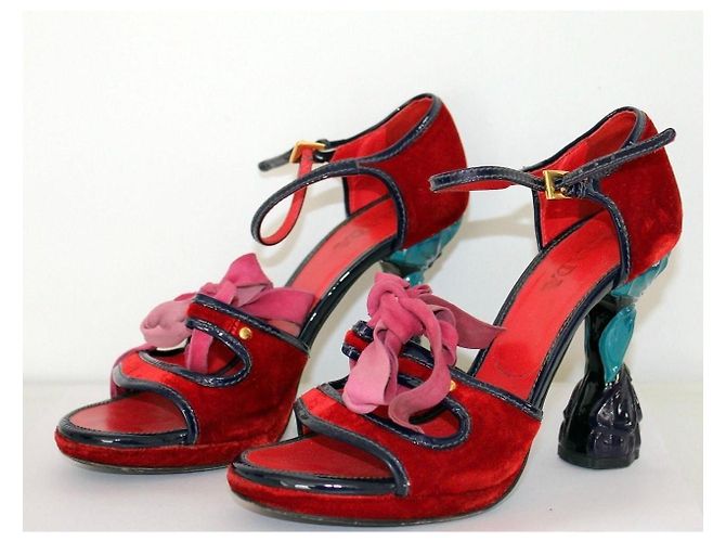 Bow Prada SS 2008 Fairy Collection Samt High Heels Rot Pink Lila - Ansicht 16
