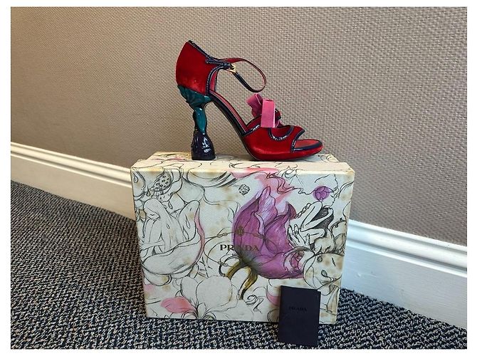 Bow Prada SS 2008 Fairy Collection Samt High Heels Rot Pink Lila - Ansicht 3