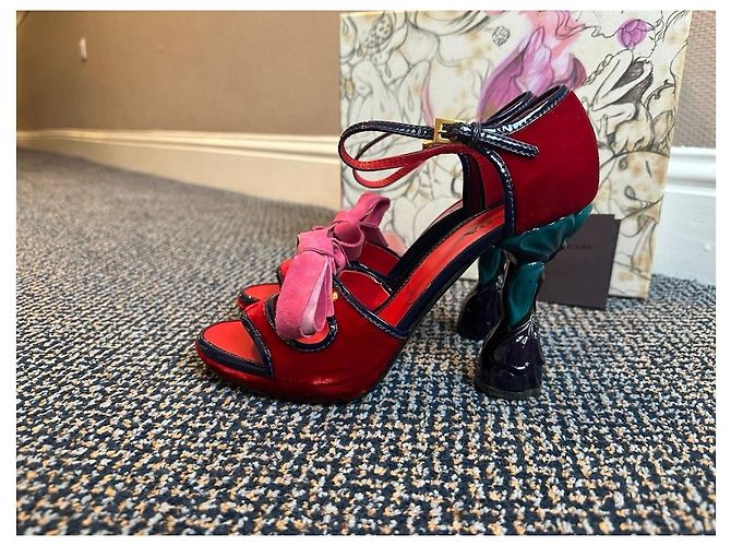 Bow Prada SS 2008 Fairy Collection Samt High Heels Rot Pink Lila - Ansicht 4