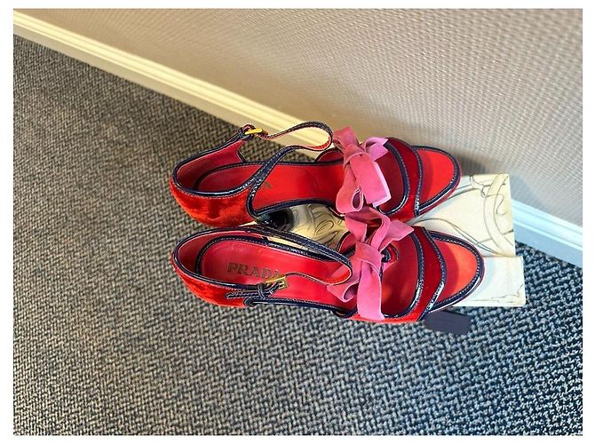 Bow Prada SS 2008 Fairy Collection Samt High Heels Rot Pink Lila - Ansicht 7