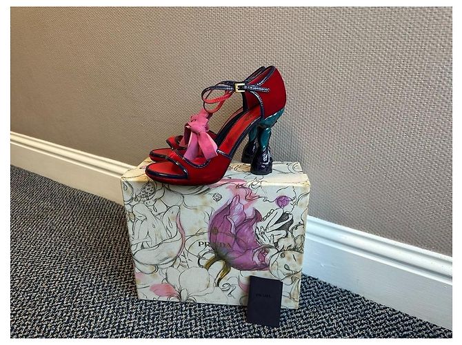 Bow Prada SS 2008 Fairy Collection Samt High Heels Rot Pink Lila - Ansicht 9