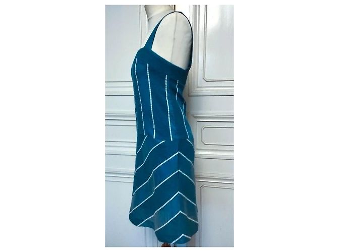 Cacharel Vestido de Verano a Rayas Preppy Seventies Azul - vista 11