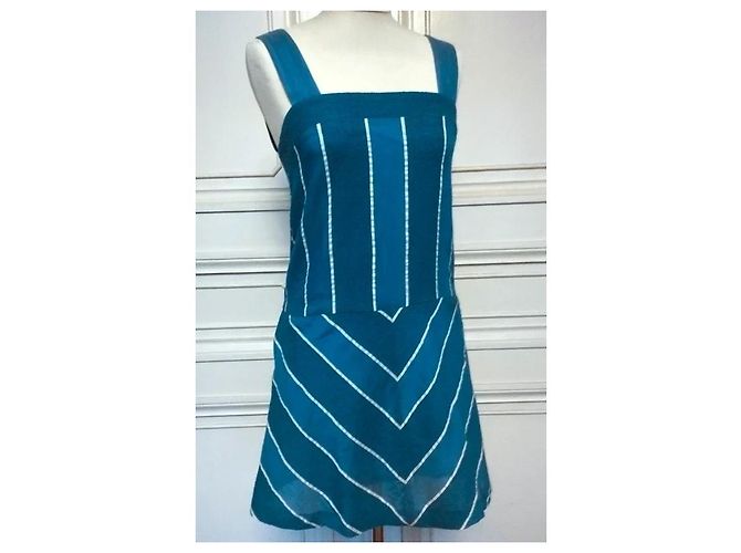 Cacharel Vestido de Verano a Rayas Preppy Seventies Azul - vista 12