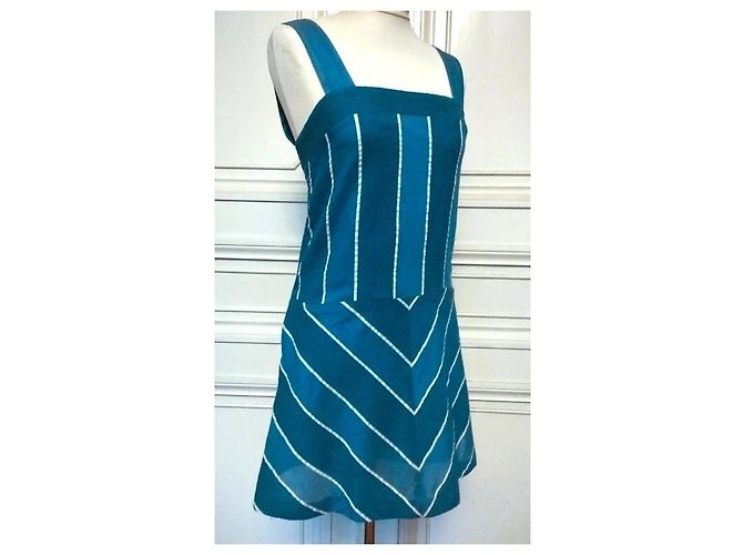Cacharel Vestido de Verano a Rayas Preppy Seventies Azul - vista 16