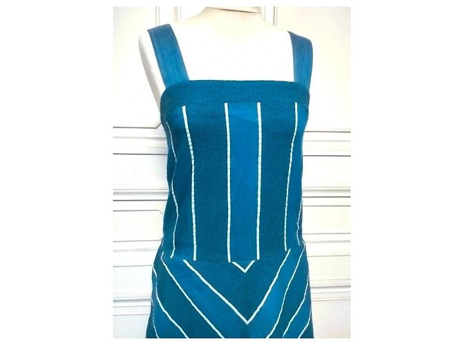 Cacharel Vestido de Verano a Rayas Preppy Seventies Azul - vista 3