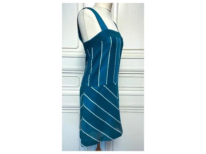 Cacharel Vestido de Verano a Rayas Preppy Seventies Azul - vista 7