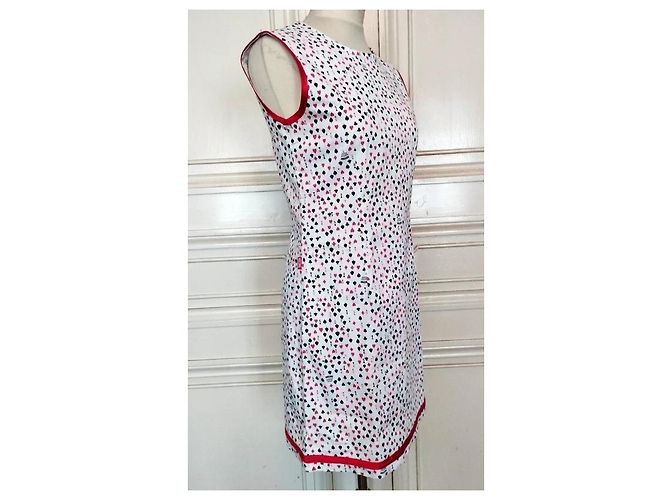 Moschino Abito Corto Preppy Cuori e Picche in Cotone Nero Bianco Rosso - vista 11