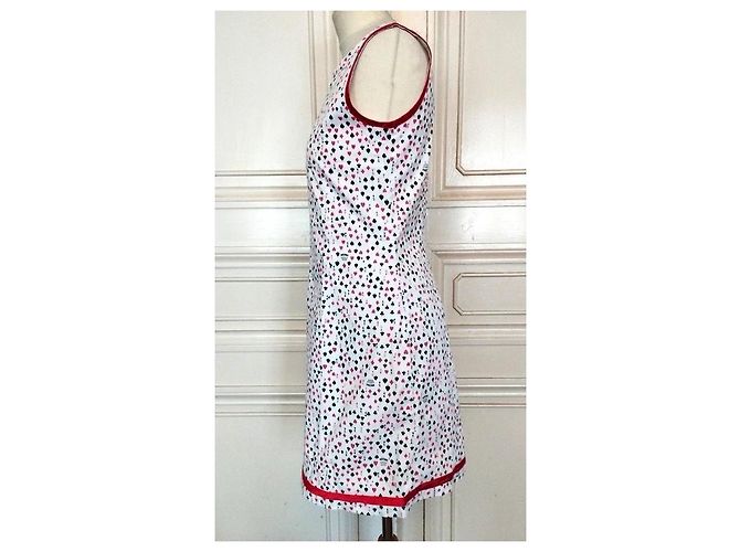 Moschino Abito Corto Preppy Cuori e Picche in Cotone Nero Bianco Rosso - vista 14