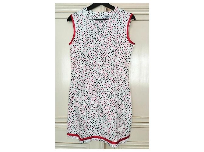 Moschino Abito Corto Preppy Cuori e Picche in Cotone Nero Bianco Rosso - vista 16