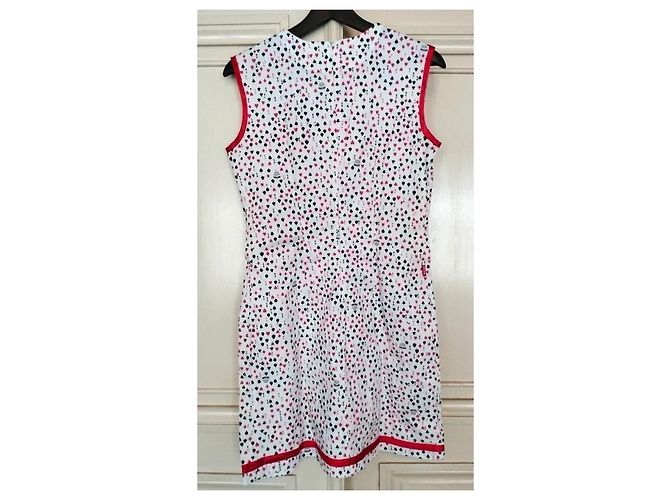Moschino Abito Corto Preppy Cuori e Picche in Cotone Nero Bianco Rosso - vista 17