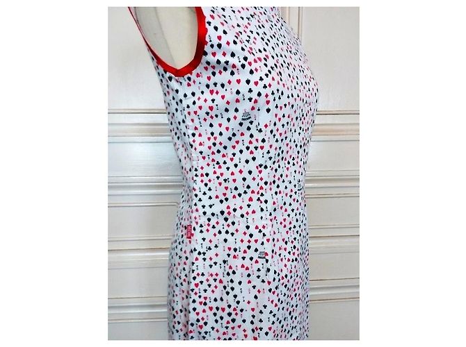 Moschino Abito Corto Preppy Cuori e Picche in Cotone Nero Bianco Rosso - vista 19